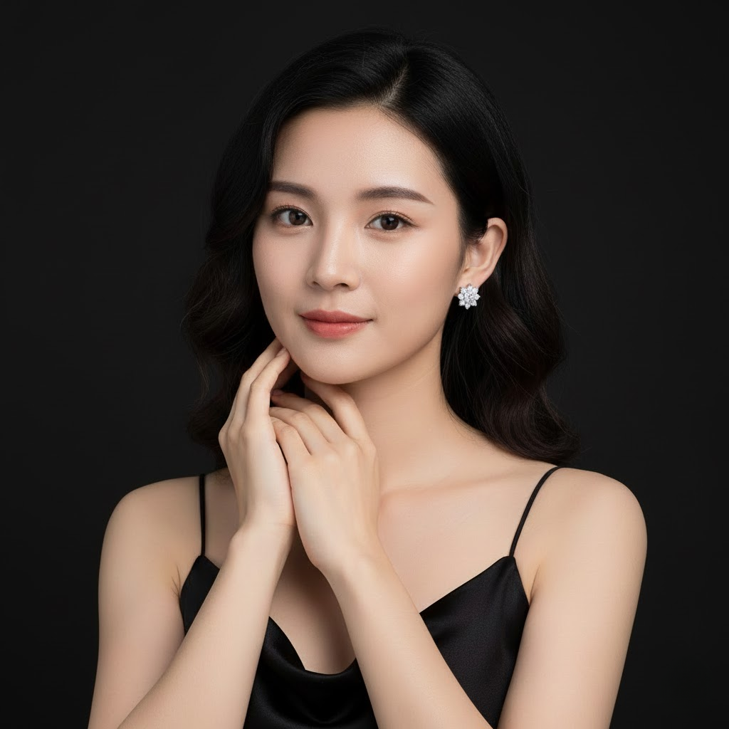 NoName - Blooming Moissanite Halo Earrings