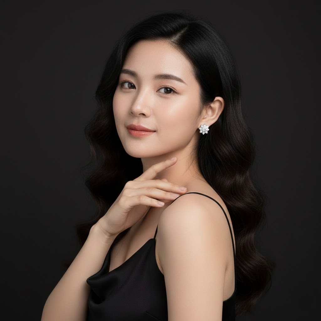 NoName - Blooming Moissanite Halo Earrings