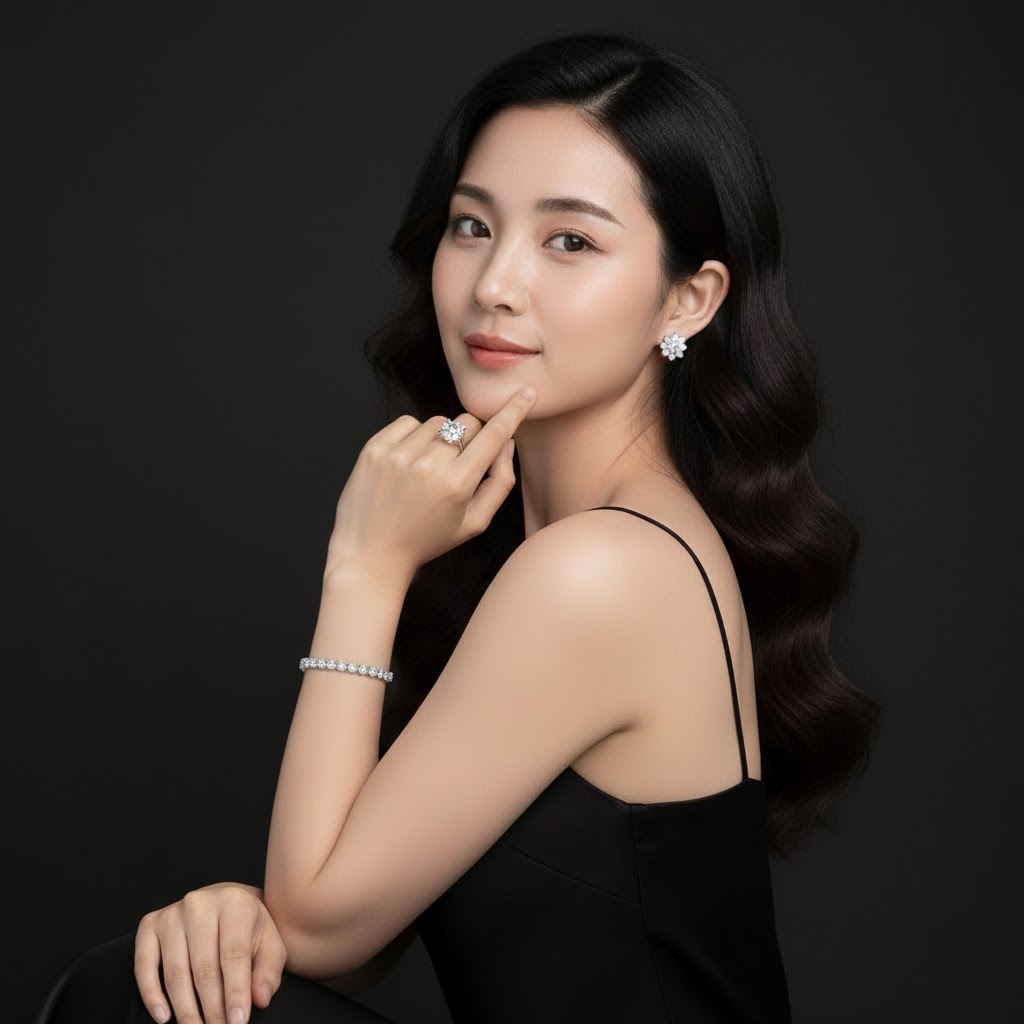 NoName - Blooming Moissanite Halo Earrings