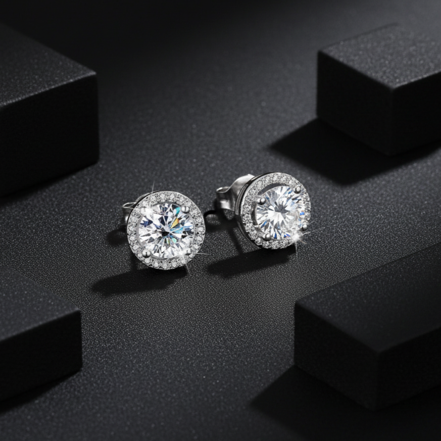 NoName - Round Halo Stud Earrings